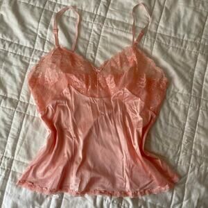 Vintage Coquette Lace Cami Peach Pink M Soft Girl Fairy Grunge